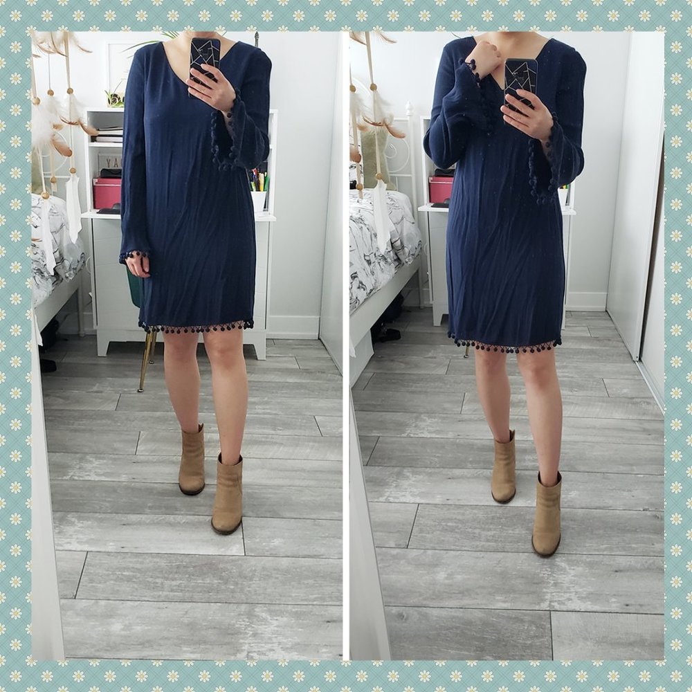 Vero Moda Navy Pom Pom Dress